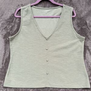 LOFT Outlet Sage Green V-Neck Knit Sweater Vest Tank Size XL Extra Large